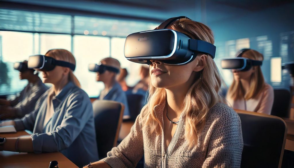 Students using VR-technology in studies